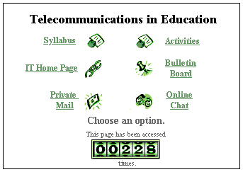 WebCT interface.