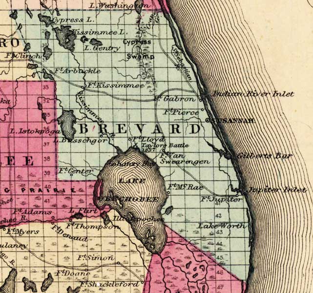 Map of Brevard County, Florida, 1863