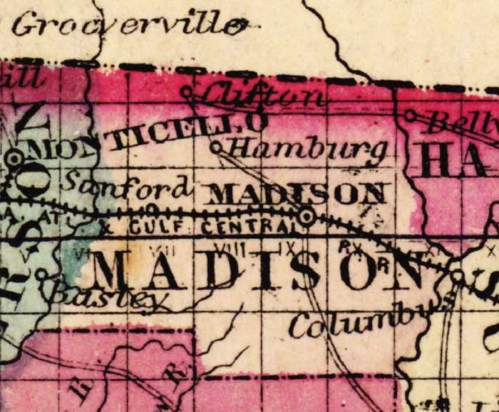 Map of Madison County, Florida, 1863