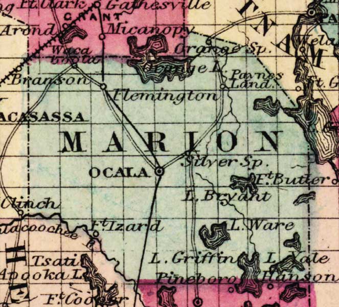 Map of Marion County, Florida, 1863