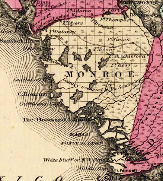 Map of Monroe County, Florida, 1863