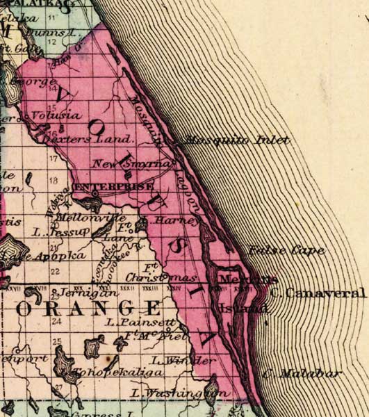 Map of Volusia County, Florida, 1863