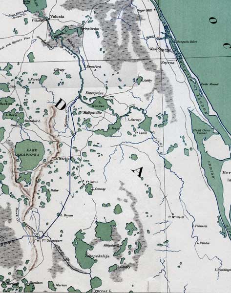 Map of Orange County, Florida, 1865