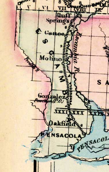 Map of Escambia County, Florida, 1877