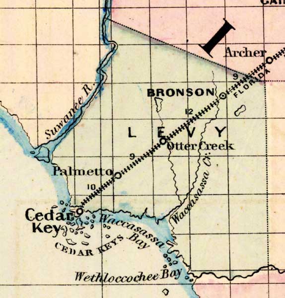 Map of Levy County, Florida, 1877