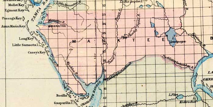 Map of Manatee County, Florida, 1877