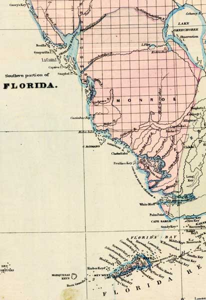 Map of Monroe County, Florida, 1877