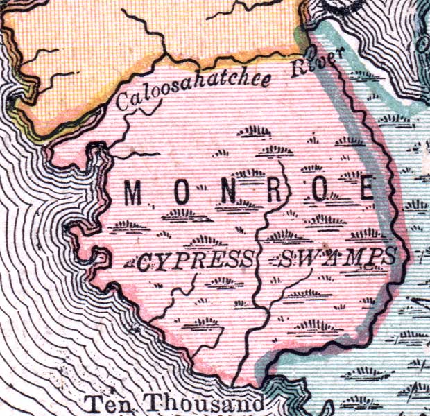 Map of Monroe County, Florida, 1880