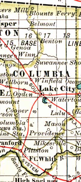 Map of Columbia County, Florida, 1897