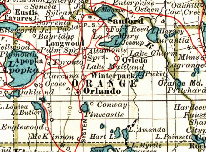 Map of Orange County, Florida, 1897
