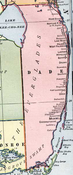 Map of Miami-Dade County, Florida, 1902
