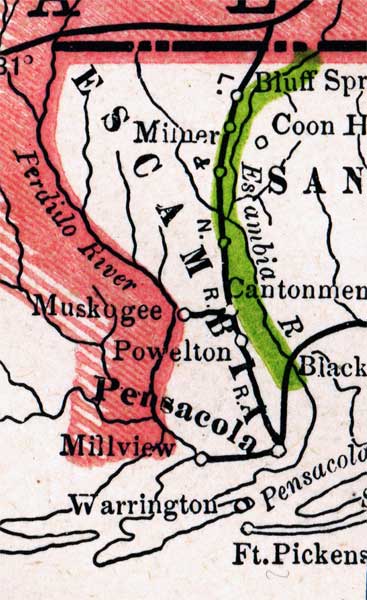Map of Escambia County, Florida, 1886