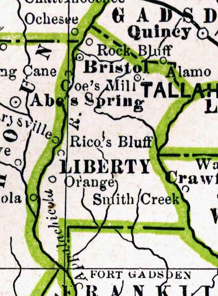 Map of Liberty County, Florida, 1886