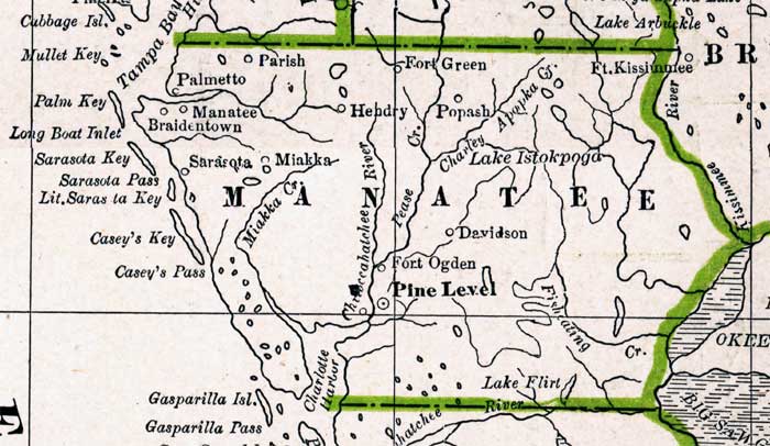 Map of Manatee County, Florida, 1886