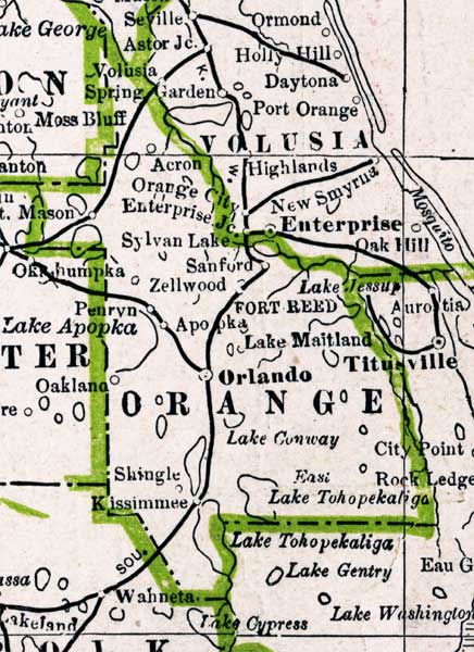 Map of Orange County, Florida, 1886