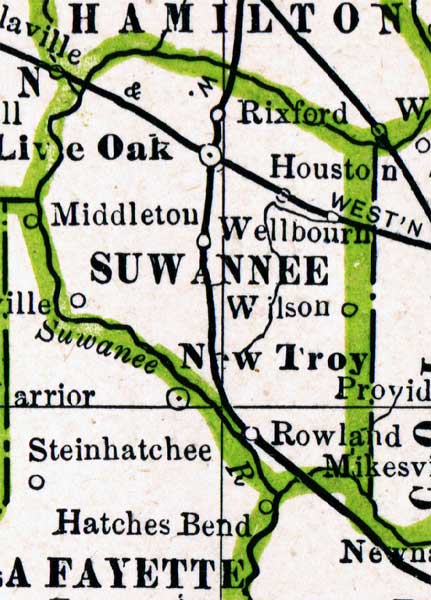 Map of Suwannee County, Florida, 1886