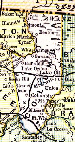 Map of Columbia County, Florida, 1890