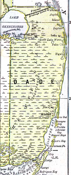 Map of Miami-Dade County, Florida, 1890