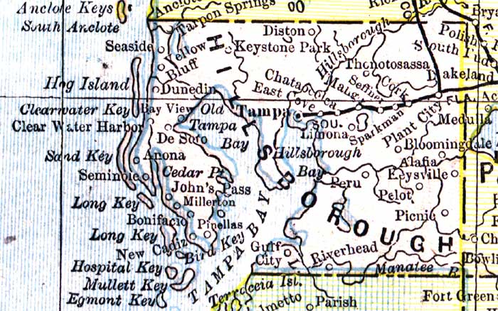 Map of Hillsborough County, Florida, 1890