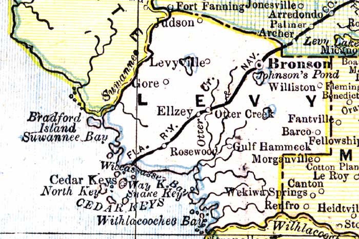 Map of Levy County, Florida, 1890