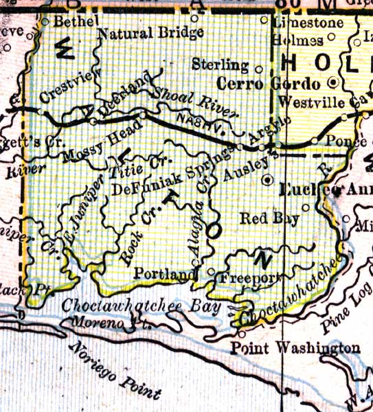 Map of Walton County, Florida, 1890