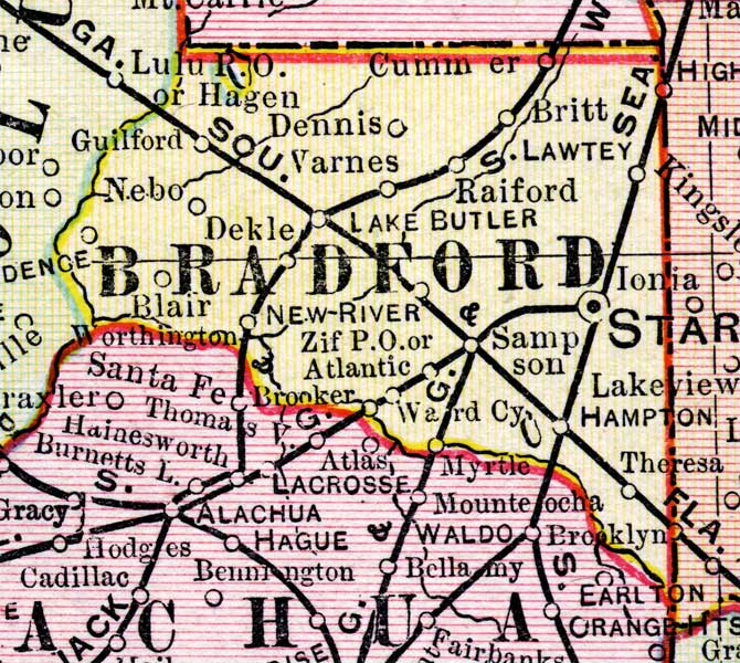 Map of Bradford County, Florida, 1899