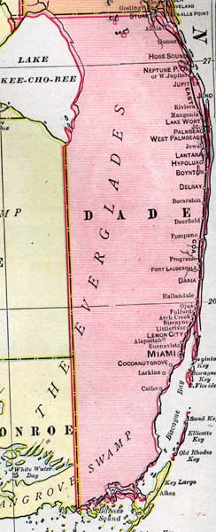 Map of Miami-Dade County, Florida, 1899