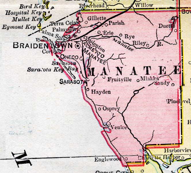 Map of Manatee County, Florida, 1899