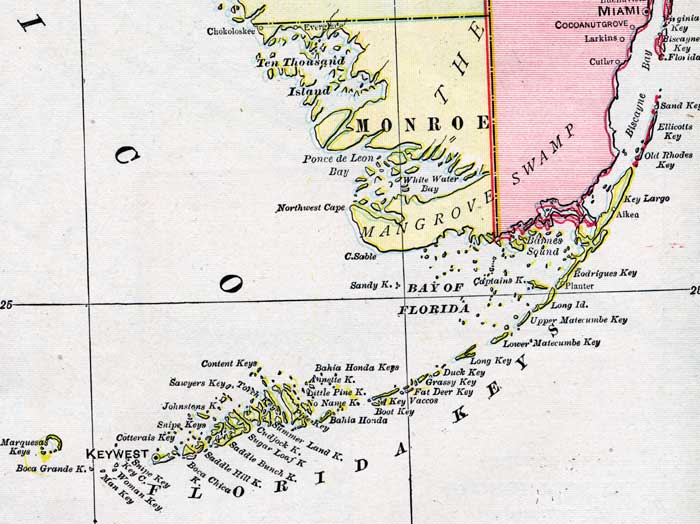Map of Monroe County, Florida, 1899