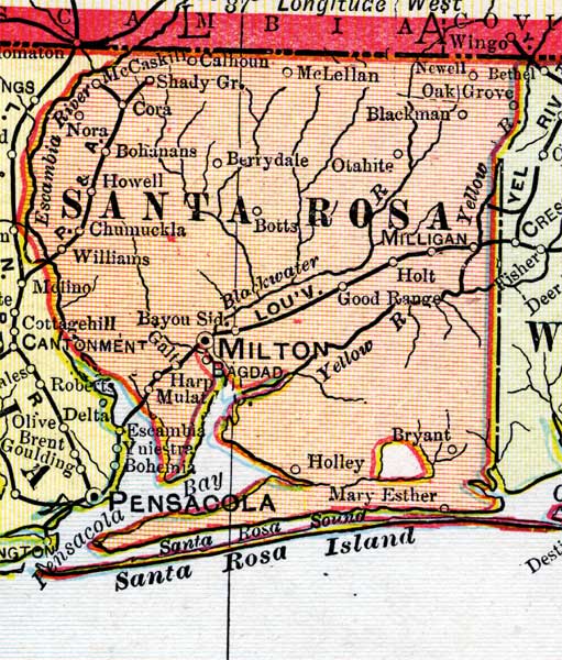 Map of Santa Rosa County, Florida, 1899