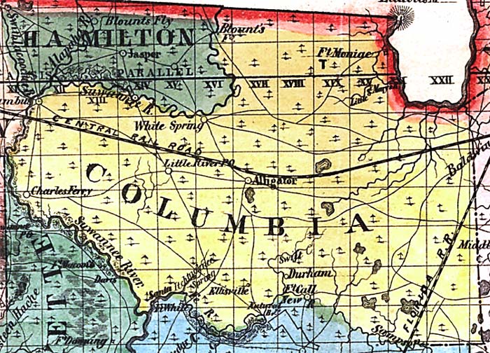 Map of Columbia County, Florida, 1856