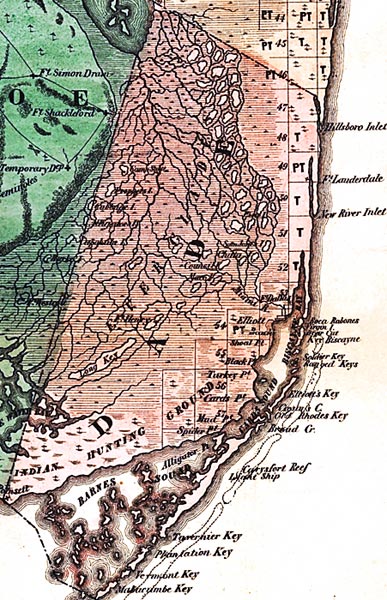 Map of Miami-Dade County, Florida, 1856