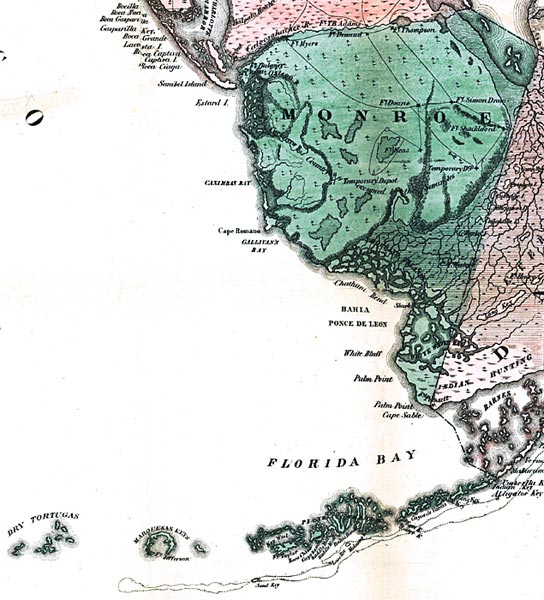 Map of Monroe County, Florida, 1856