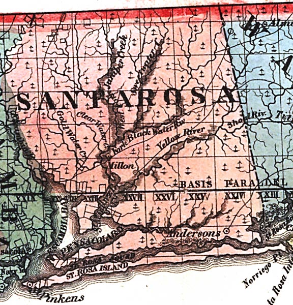 Map of Santa Rosa County, Florida, 1856