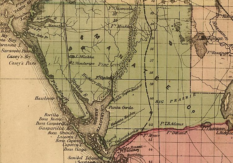 Map of Manatee County, Florida, 1874