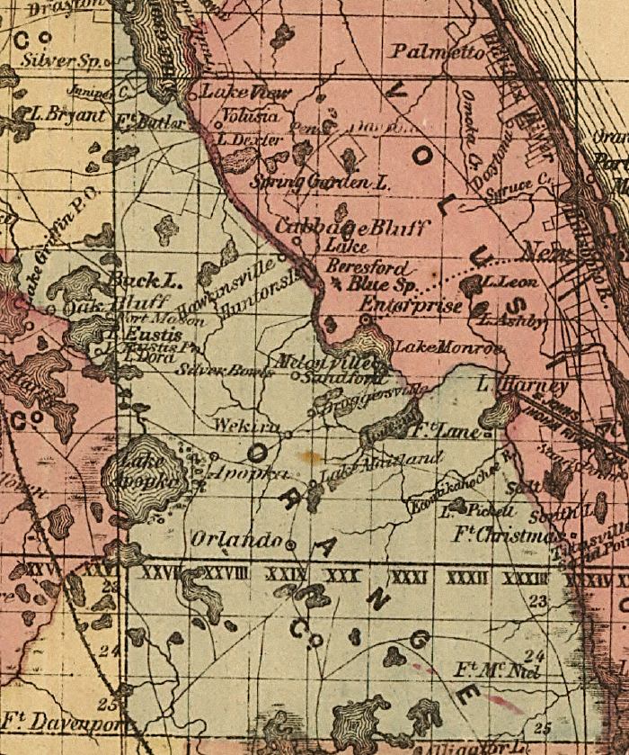 Map of Orange County, Florida, 1874