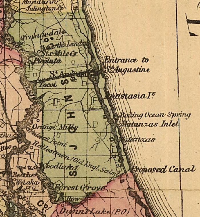 Map of St. Johns County, Florida, 1874