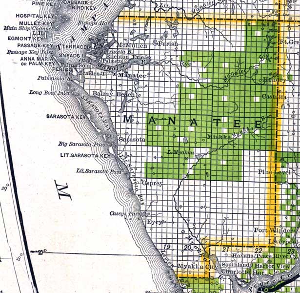 Map of Manatee County, Florida, 1888