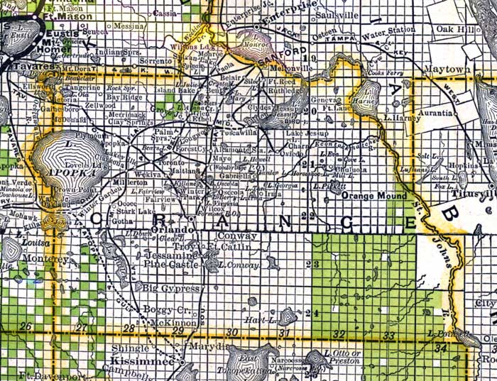 Map of Orange County, Florida, 1888