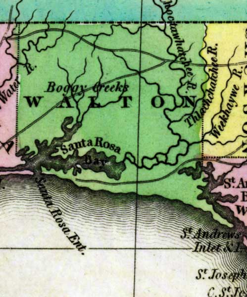 Map of Walton County, Florida, circa 1825