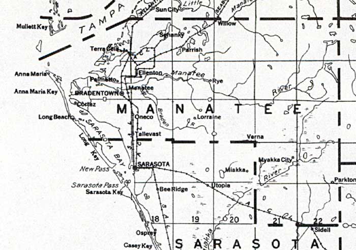 Map of Manatee County, Florida, 1932
