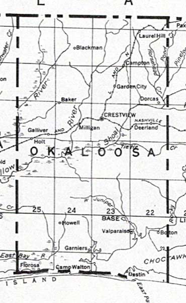 Map of Okaloosa County, Florida, 1932
