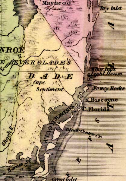 Map of Miami-Dade County, Florida, 1842