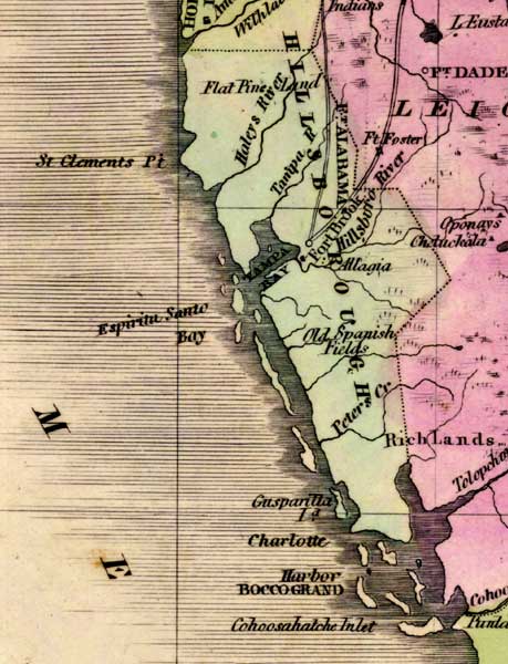Map of Hillsborough County, Florida, 1842