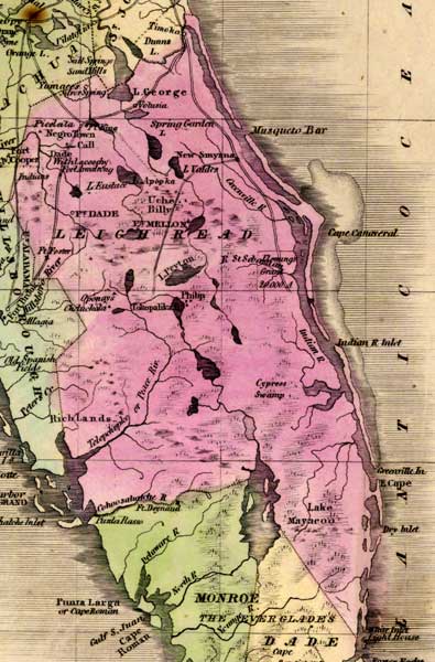 Map of Orange County, Florida, 1842