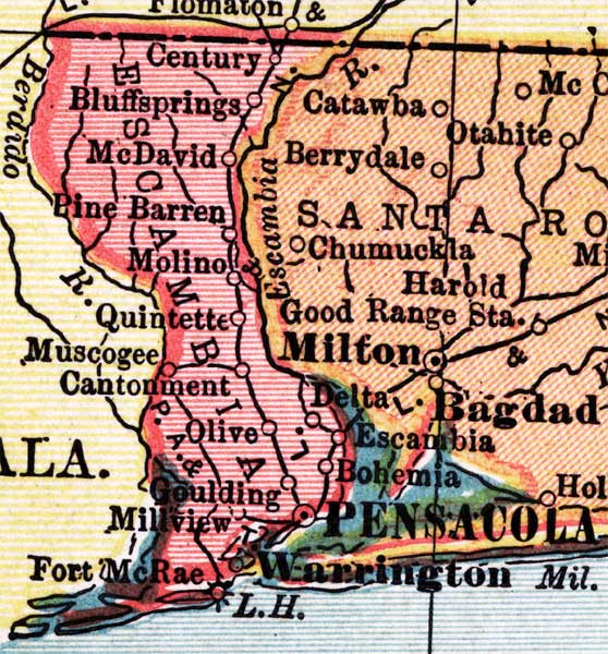 Map of Escambia County, Florida, 1910