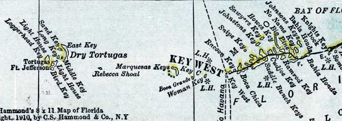 Map of Monroe County, Florida, 1910