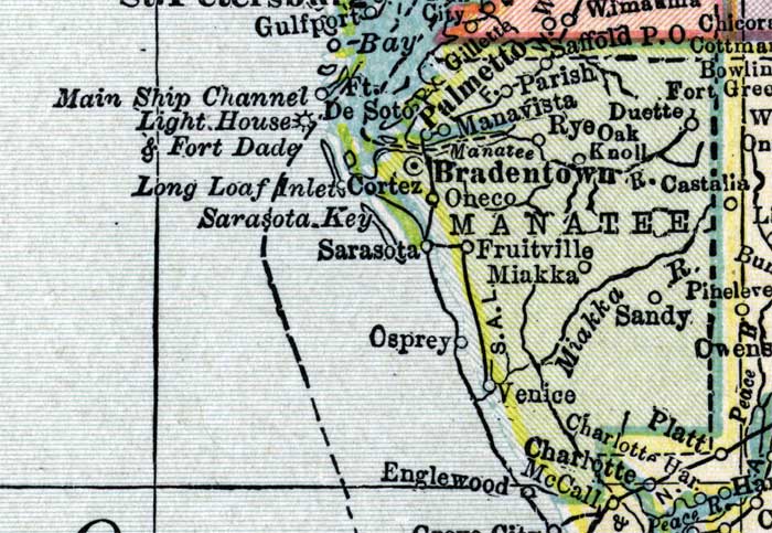 Map of Manatee County, Florida, 1916