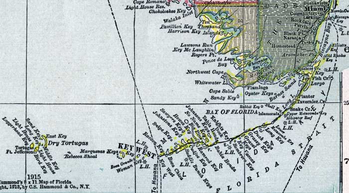 Map of Monroe County, Florida, 1916