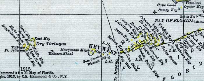 Map of Monroe County, Florida, 1916